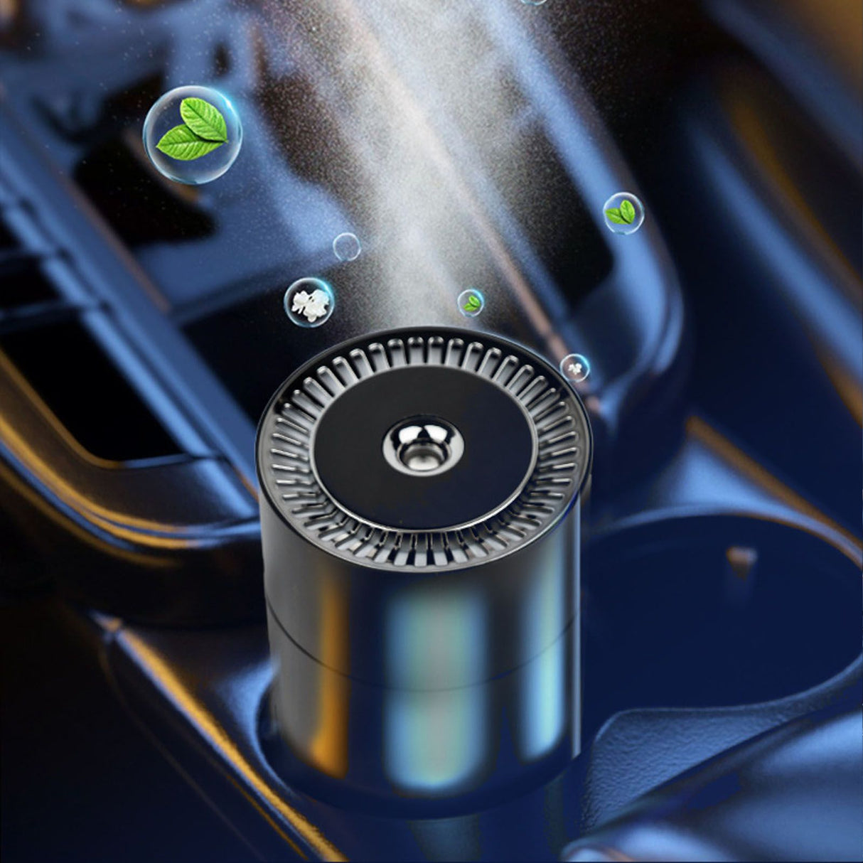 Car Fragrance Humidifier USB 3 Gears Adjustable Automatic Induction Portable Aromatherapy Humidifier with Colorful Light Black