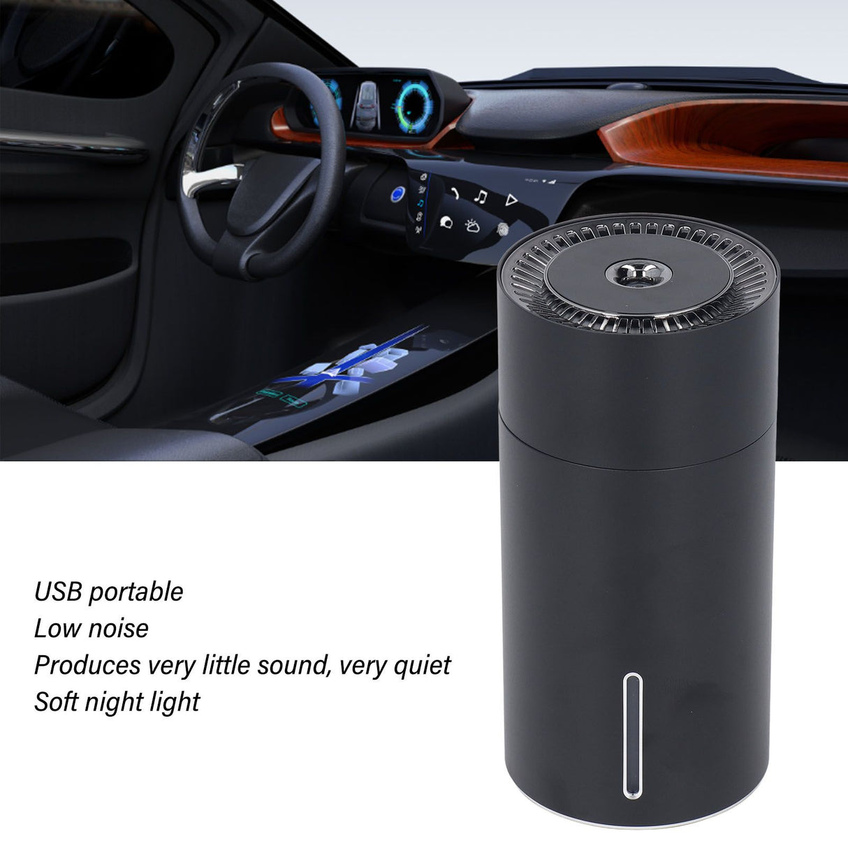 Car Fragrance Humidifier USB 3 Gears Adjustable Automatic Induction Portable Aromatherapy Humidifier with Colorful Light Black