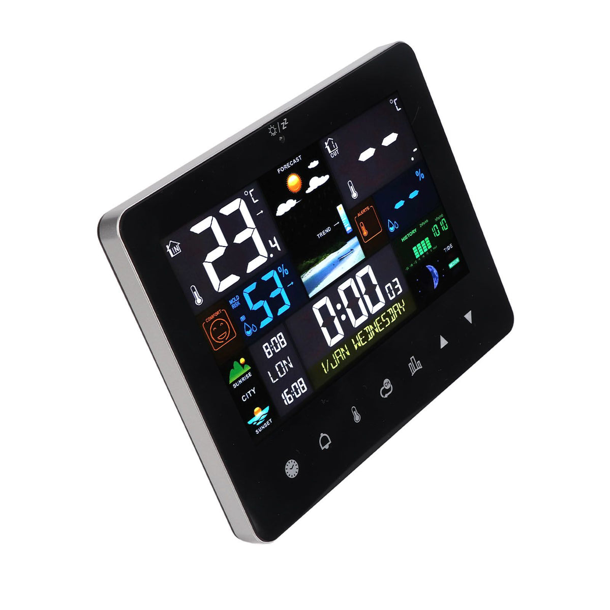 Colorful Touch Screen Digital Weather Forecast Station Wireless Indoor Outdoor Thermometer