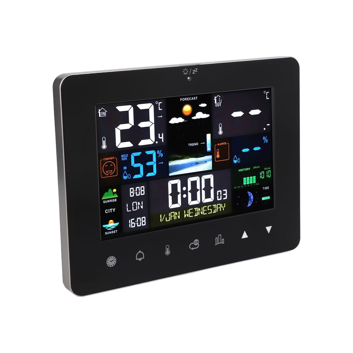 Colorful Touch Screen Digital Weather Forecast Station Wireless Indoor Outdoor Thermometer