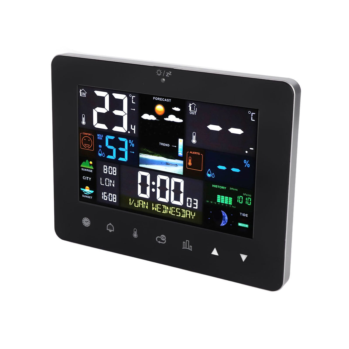 Colorful Touch Screen Digital Weather Forecast Station Wireless Indoor Outdoor Thermometer