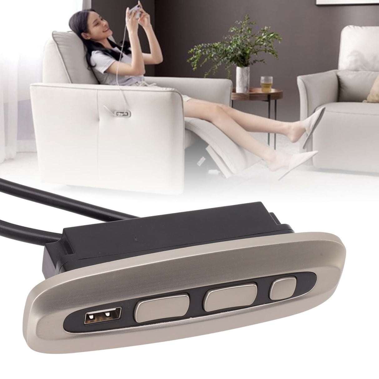 Electric Recliner Switch Multifunctional 5 Button 5 Pin USB Charging Electric Sofas Remote Control for Home Use
