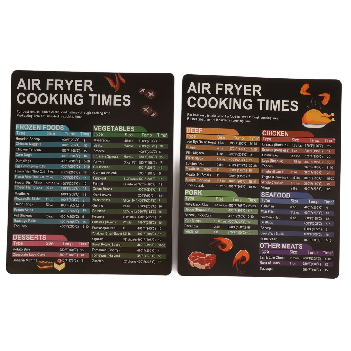 Fryer Magnetic Cheat Sheet Set Fryer Accessories Cook Times Quick Reference Guide For Cooking Frying
