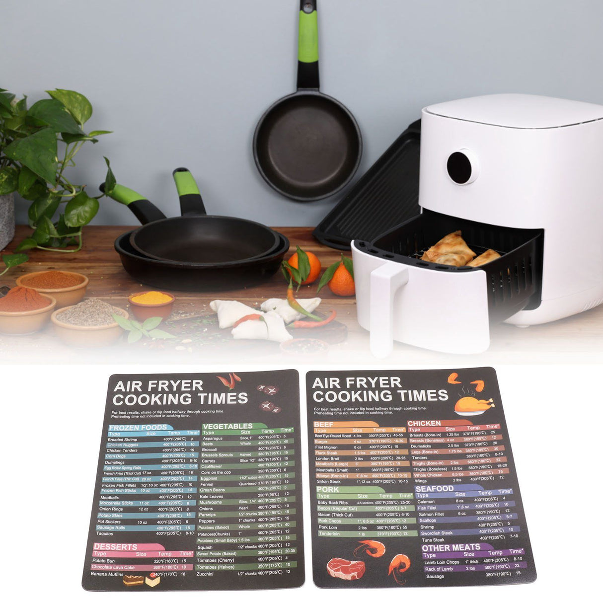 Fryer Magnetic Cheat Sheet Set Fryer Accessories Cook Times Quick Reference Guide For Cooking Frying