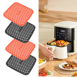 Reusable Air Fryer Mats Stick Proof Dishwasher Safe Oil Resistant Silicone Air Fryer Liner for Oven Red Black 4pcs 21cm/8.3in