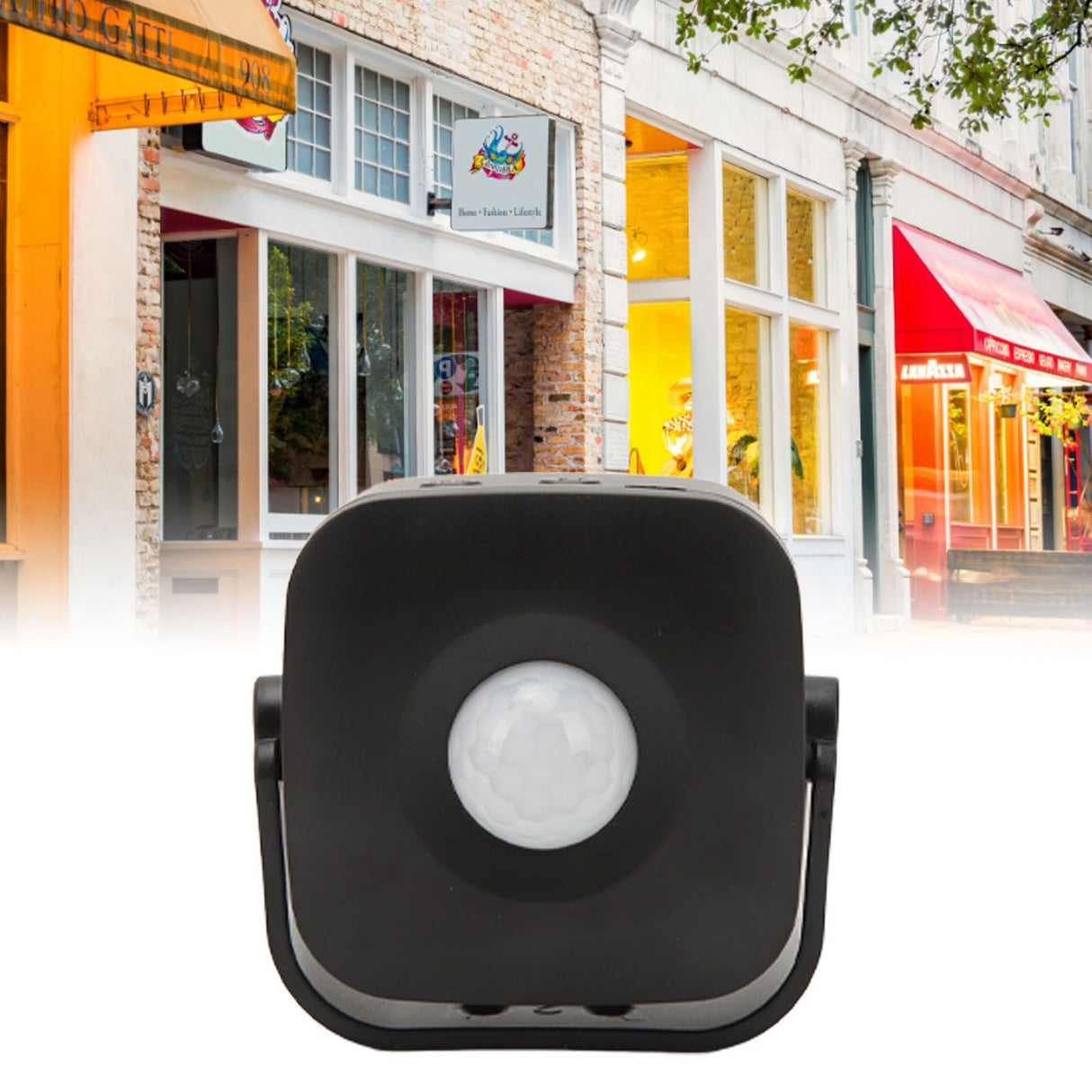Entrance Welcome Doorbell Infrared Motion Sensor Alarm Detector Audio Player for Shop Store Black