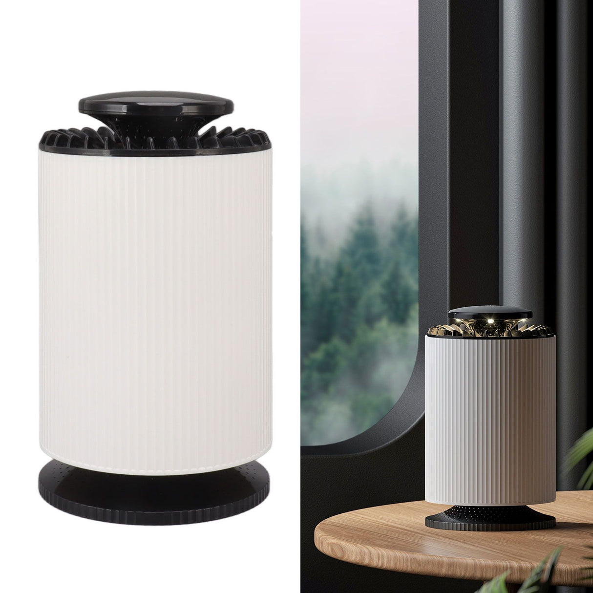 Home Air Purifier Desktop Air Cleaner Small Table Lamp with Filter for Bedroom Office Elegant White