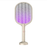 Electric Fly Swatter USB Charging 2 in 1 Fly Killer Racket with 3 Layer Mesh for Home Use White
