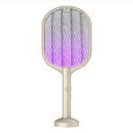Electric Fly Swatter USB Charging 2 in 1 Fly Killer Racket with 3 Layer Mesh for Home Use White