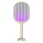 Electric Fly Swatter USB Charging 2 in 1 Fly Killer Racket with 3 Layer Mesh for Home Use White
