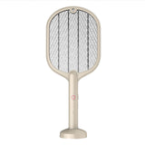 Electric Fly Swatter USB Charging 2 in 1 Fly Killer Racket with 3 Layer Mesh for Home Use White - Front View