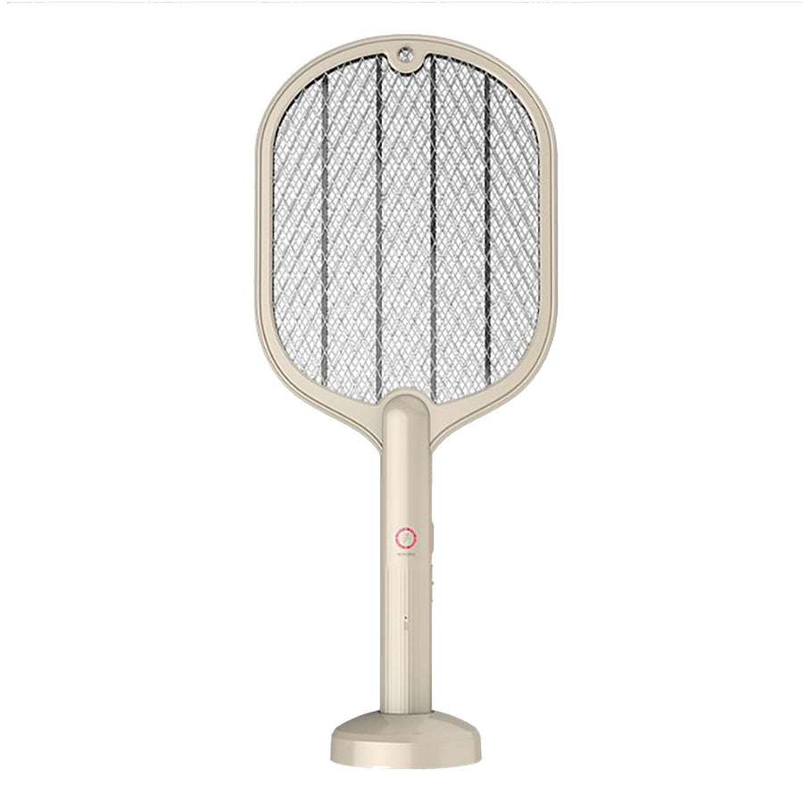 Electric Fly Swatter USB Charging 2 in 1 Fly Killer Racket with 3 Layer Mesh for Home Use White