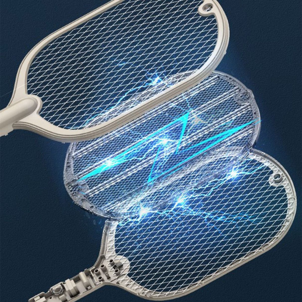 Electric Fly Swatter USB Charging 2 in 1 Fly Killer Racket with 3 Layer Mesh for Home Use White