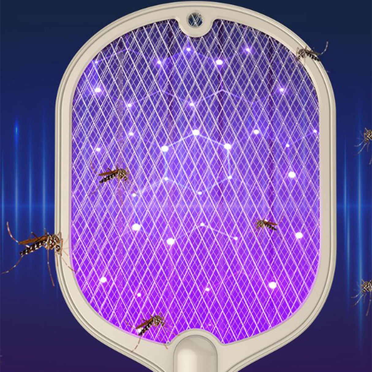 Electric Fly Swatter USB Charging 2 in 1 Fly Killer Racket with 3 Layer Mesh for Home Use White