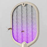 Electric Fly Swatter USB Charging 2 in 1 Fly Killer Racket with 3 Layer Mesh for Home Use White