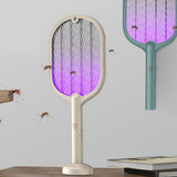 Electric Fly Swatter USB Charging 2 in 1 Fly Killer Racket with 3 Layer Mesh for Home Use White - Extra Image