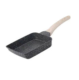 Frying Pan Aluminium Fast Conduction 3 Layers Thickened Wooden Handle Cooking Skillet for Family Kitchen - Front View