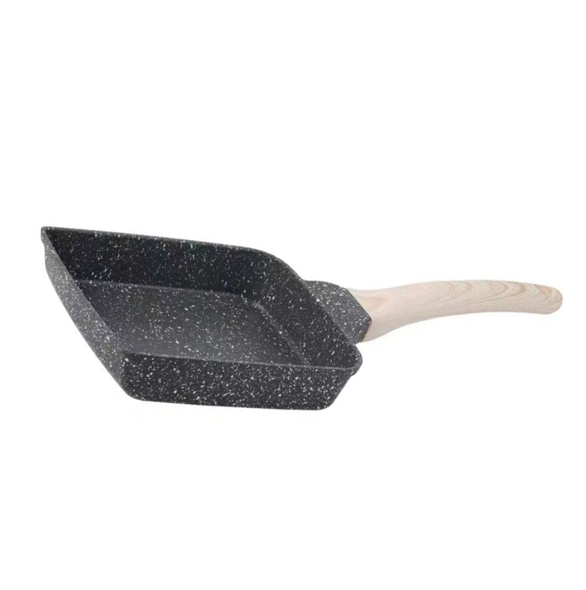 Frying Pan Aluminium Fast Conduction 3 Layers Thickened Wooden Handle Cooking Skillet for Family Kitchen
