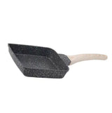 Frying Pan Aluminium Fast Conduction 3 Layers Thickened Wooden Handle Cooking Skillet for Family Kitchen