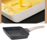 Frying Pan Aluminium Fast Conduction 3 Layers Thickened Wooden Handle Cooking Skillet for Family Kitchen