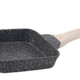 Frying Pan Aluminium Fast Conduction 3 Layers Thickened Wooden Handle Cooking Skillet for Family Kitchen