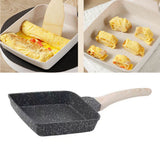 Frying Pan Aluminium Fast Conduction 3 Layers Thickened Wooden Handle Cooking Skillet for Family Kitchen