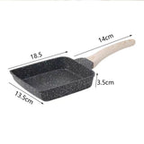 Frying Pan Aluminium Fast Conduction 3 Layers Thickened Wooden Handle Cooking Skillet for Family Kitchen