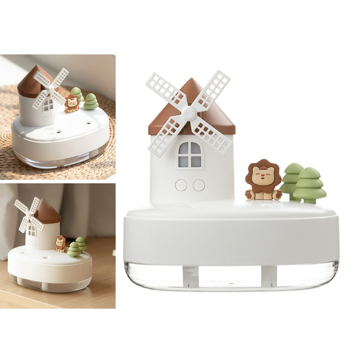 Humidifier Music Box with Warm Night Light Dual Spray Wireless Small Table Humidifier for Bedroom Office White