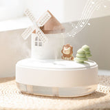 Humidifier Music Box with Warm Night Light Dual Spray Wireless Small Table Humidifier for Bedroom Office White