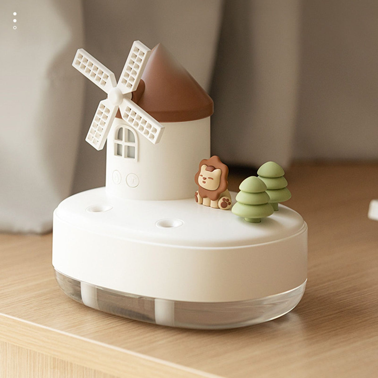 Humidifier Music Box with Warm Night Light Dual Spray Wireless Small Table Humidifier for Bedroom Office White