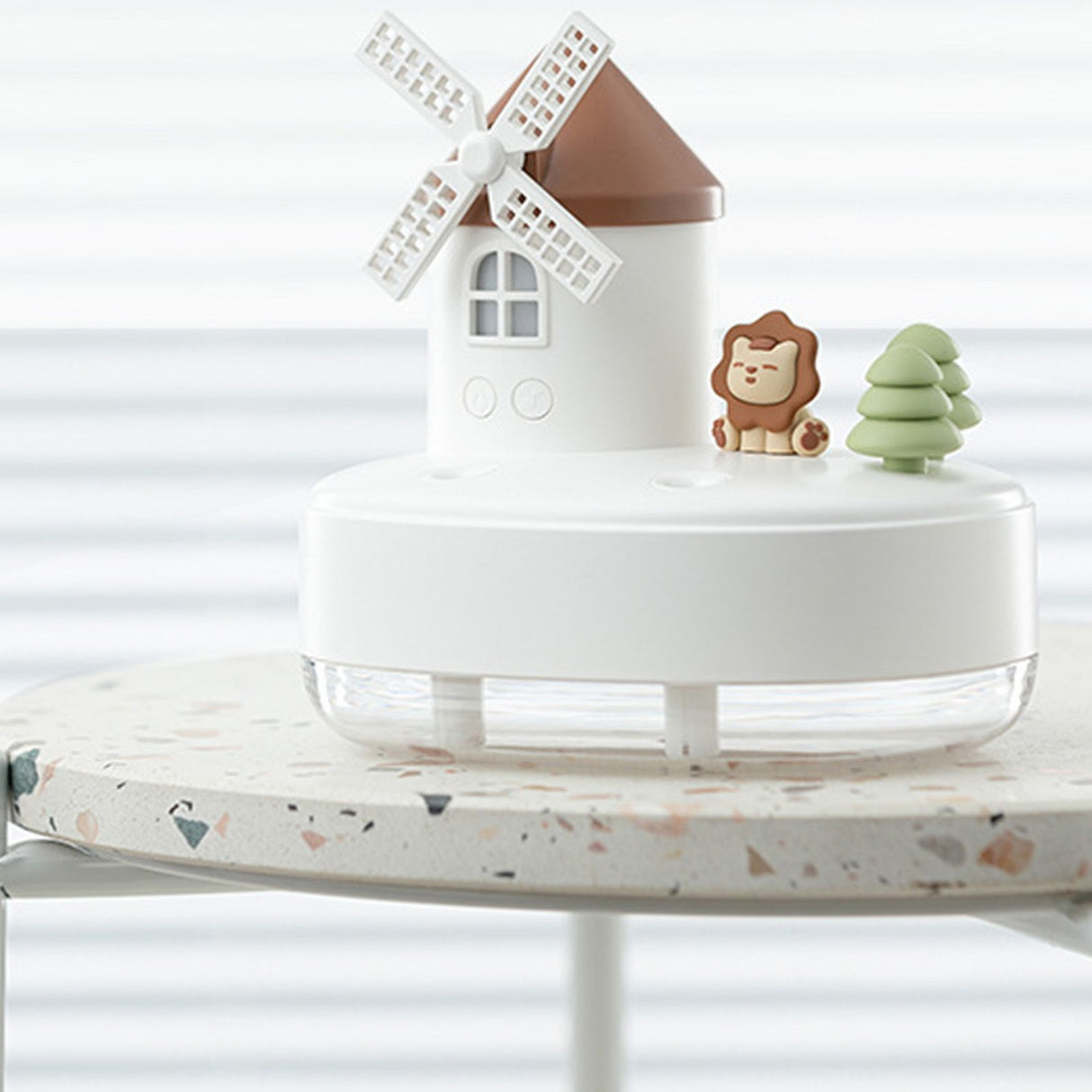 Humidifier Music Box with Warm Night Light Dual Spray Wireless Small Table Humidifier for Bedroom Office White