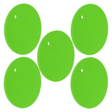 5PCS Silicone Trivet Mats Round Multipurpose Heat Resistant Non Slip Pads Pot Holders for Hot Pot Hot Dishes Green