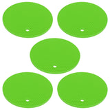 5PCS Silicone Trivet Mats Round Multipurpose Heat Resistant Non Slip Pads Pot Holders for Hot Pot Hot Dishes Green - 45-Degree Angle