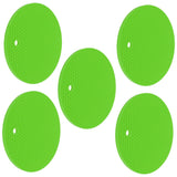 5PCS Silicone Trivet Mats Round Multipurpose Heat Resistant Non Slip Pads Pot Holders for Hot Pot Hot Dishes Green