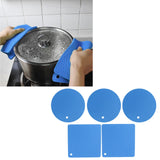 5Pcs Silicone Trivet Mat Square Round Honeycomb Hot Pad Non Slip Heat Resistant for Hot Plate Pans Kitchen Pots Blue - Extra Image