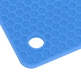 5Pcs Silicone Trivet Mat Square Round Honeycomb Hot Pad Non Slip Heat Resistant for Hot Plate Pans Kitchen Pots Blue