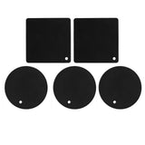 5Pcs Silicone Trivet Mat Square Round Honeycomb Hot Pad Non Slip Heat Resistant for Hot Plate Pans Kitchen Pots Black - Front View