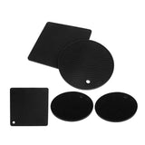 5Pcs Silicone Trivet Mat Square Round Honeycomb Hot Pad Non Slip Heat Resistant for Hot Plate Pans Kitchen Pots Black