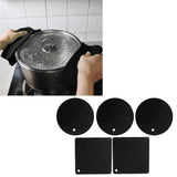 5Pcs Silicone Trivet Mat Square Round Honeycomb Hot Pad Non Slip Heat Resistant for Hot Plate Pans Kitchen Pots Black - Extra Image