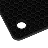 5Pcs Silicone Trivet Mat Square Round Honeycomb Hot Pad Non Slip Heat Resistant for Hot Plate Pans Kitchen Pots Black