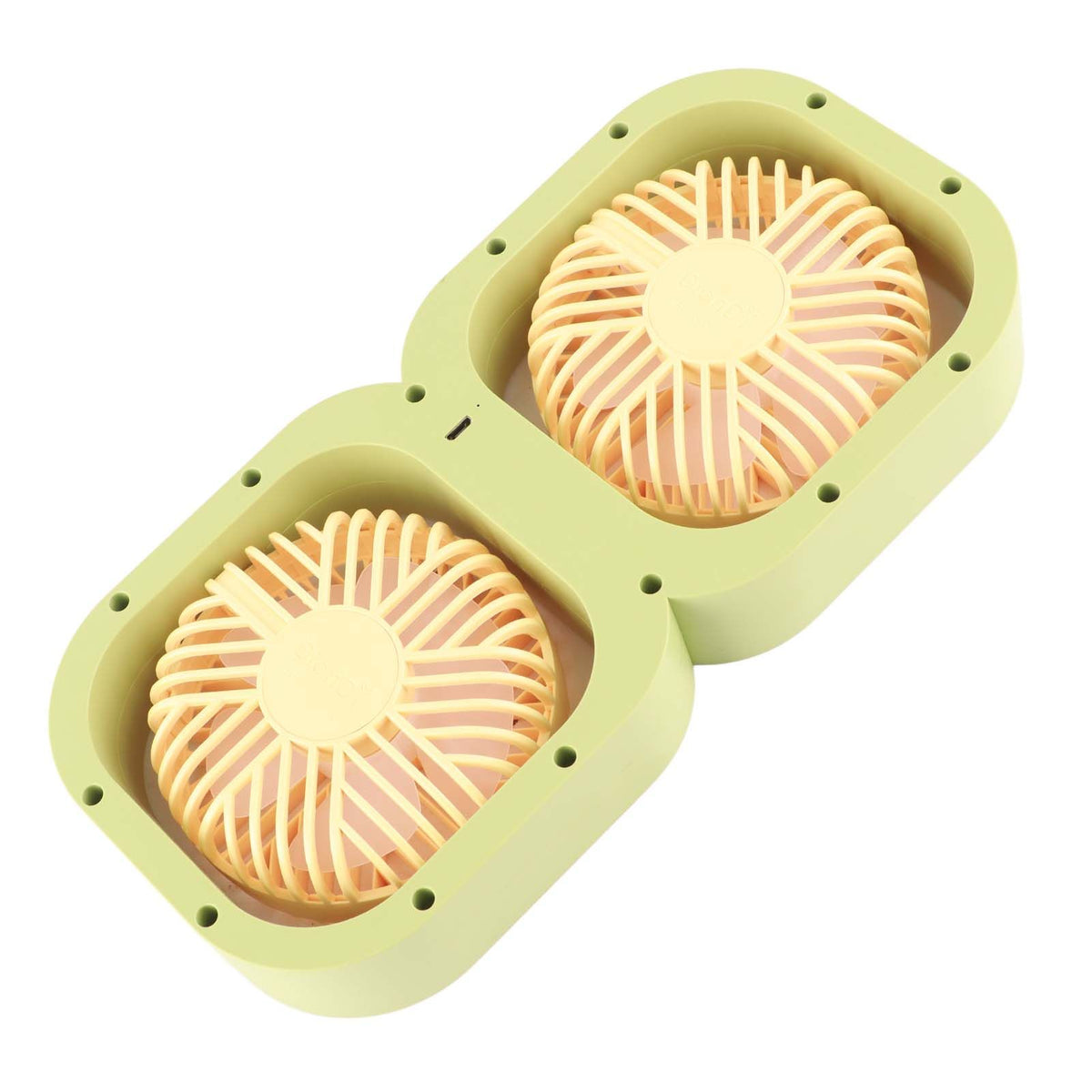 Double Head Desktop Fan 2 Speed Adjustment USB Cooling Fan with Battery For Office Bedroom Dorm Classroom Summer Gift Melon Green