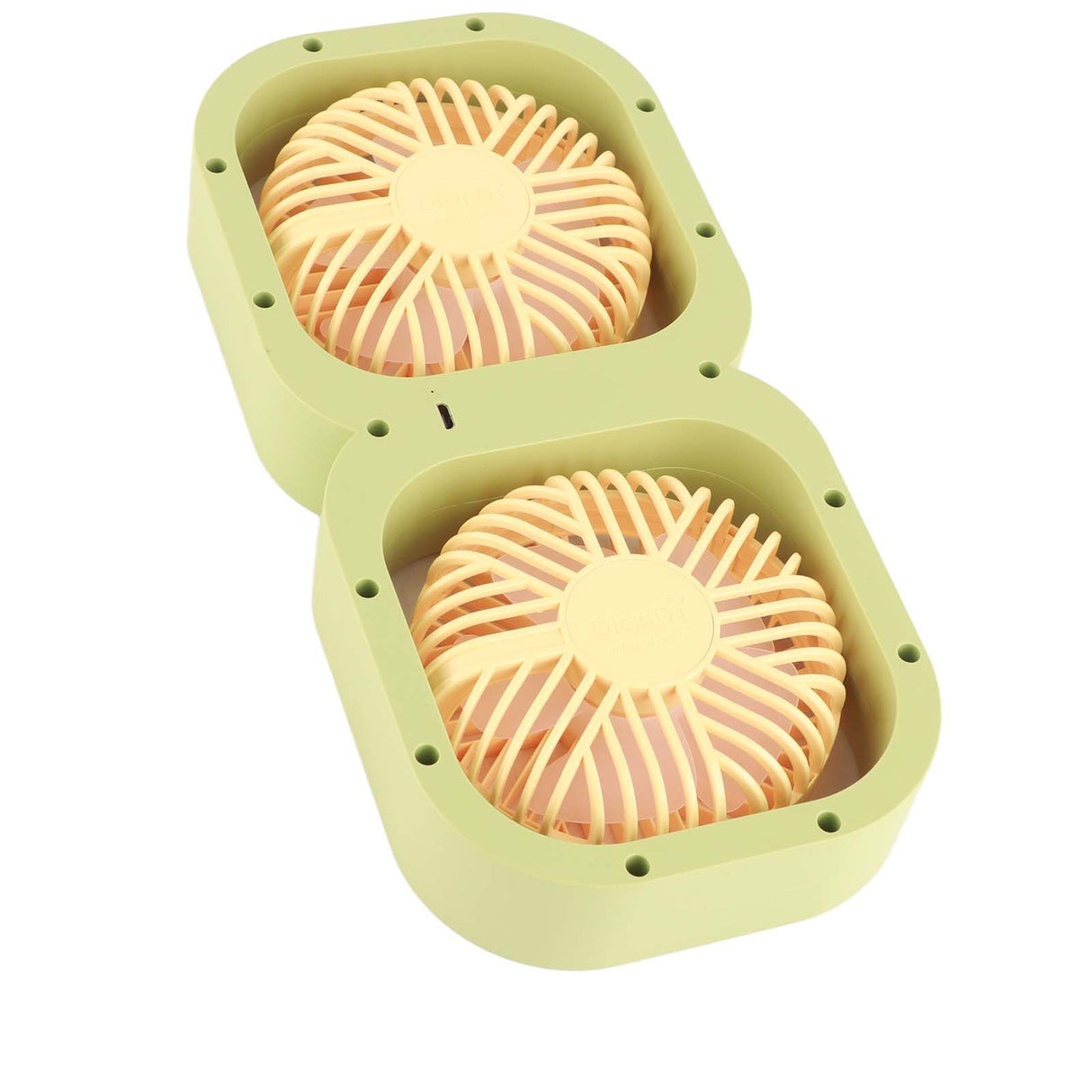 Double Head Desktop Fan 2 Speed Adjustment USB Cooling Fan with Battery For Office Bedroom Dorm Classroom Summer Gift Melon Green