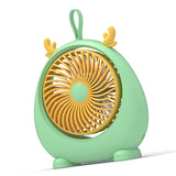 USB Desk Fan PP Quite Portable Mini Cute Tabletop Fan with Two Gear Wind Speed for Home Green Small Size - Front View