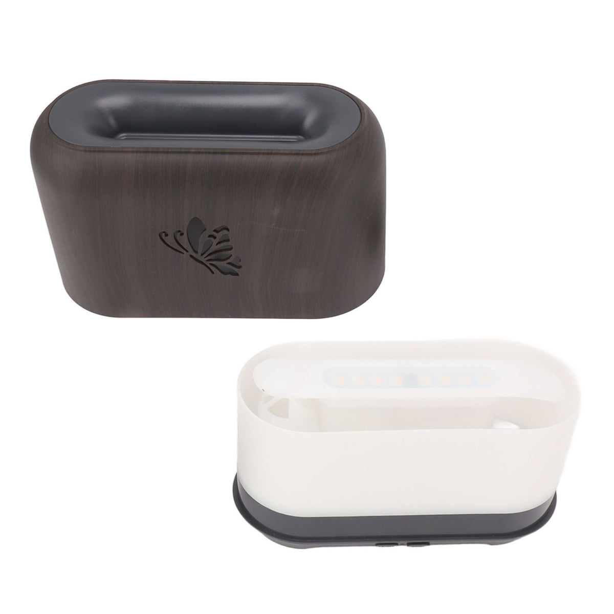 150ml Flame Diffuser Humidifier Prevents Dryness Silent Operation Wood Grain Humidifier with 7 Color Lights for Bedroom Office Deep Grain