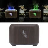 150ml Flame Diffuser Humidifier Prevents Dryness Silent Operation Wood Grain Humidifier with 7 Color Lights for Bedroom Office Deep Grain
