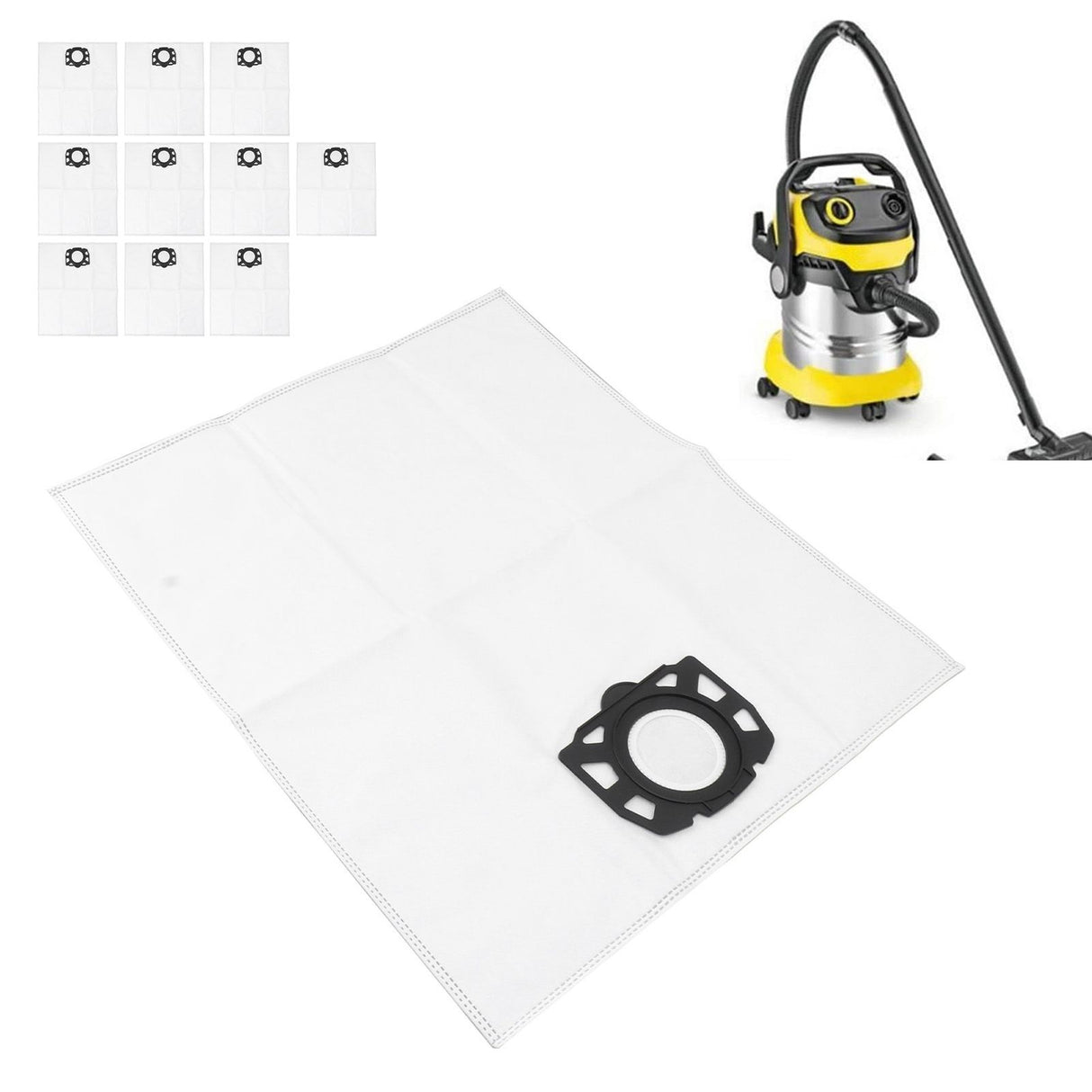 10pcs Vacuum Cleaner Dust Bags Non Woven FabricPortable Cleaner Dust Collection Bag for Karcher MV4 MV5 MV6 WD4 WD5 WD6