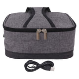 USB Heating Insulation Bag Portable Electric Heating Food Container Constant Temperature Heating Bag for Outdoor Light Gray