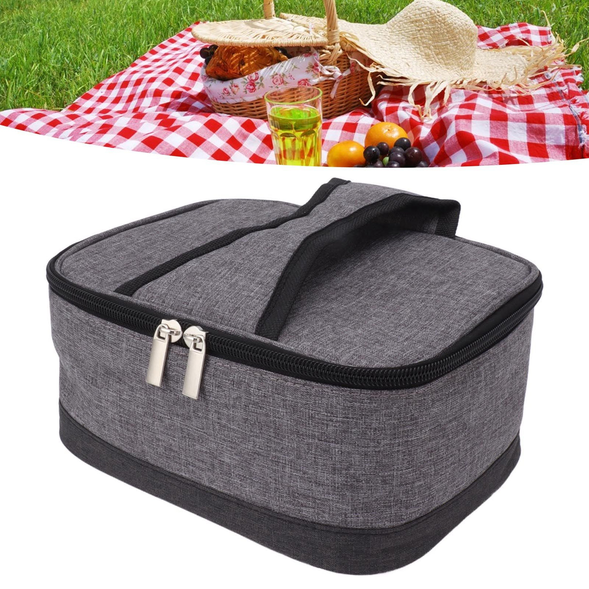 USB Heating Insulation Bag Portable Electric Heating Food Container Constant Temperature Heating Bag for Outdoor Light Gray