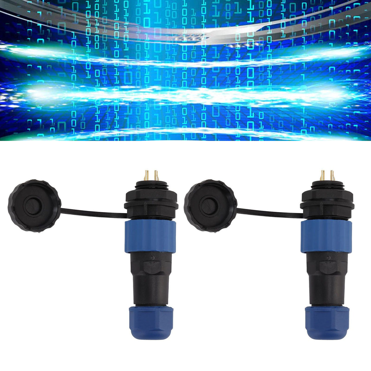 2Pcs SD16 IP68 Waterproof Aviation Connector SD16 Female Plug Male Socket G3/8 Thread SD16 2Pin Rear Nut