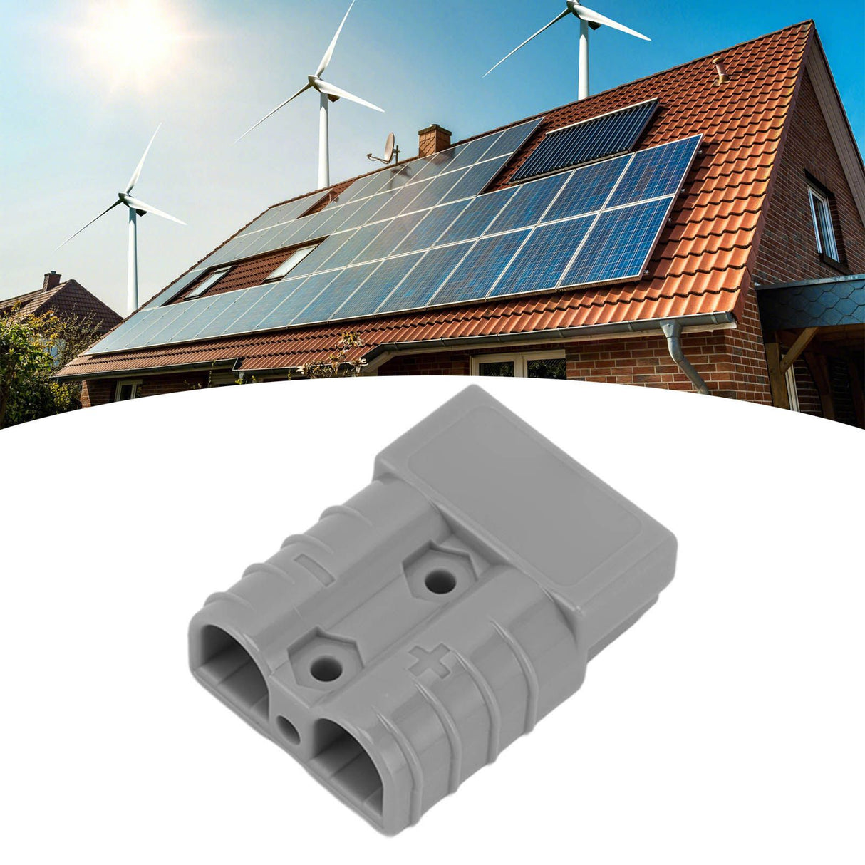 50A 600V Connector Double Pole High Current Power Supply Plug Connector for Solar Panel Dual Battery System Grey